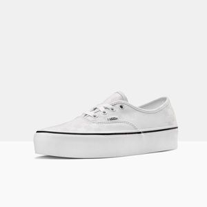 Unique! Vans White Tonal Checkered Platform Sneakers